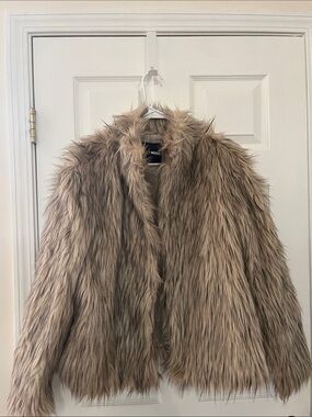 Fashion Nova Faux Fur Jacket in Taupe Brown